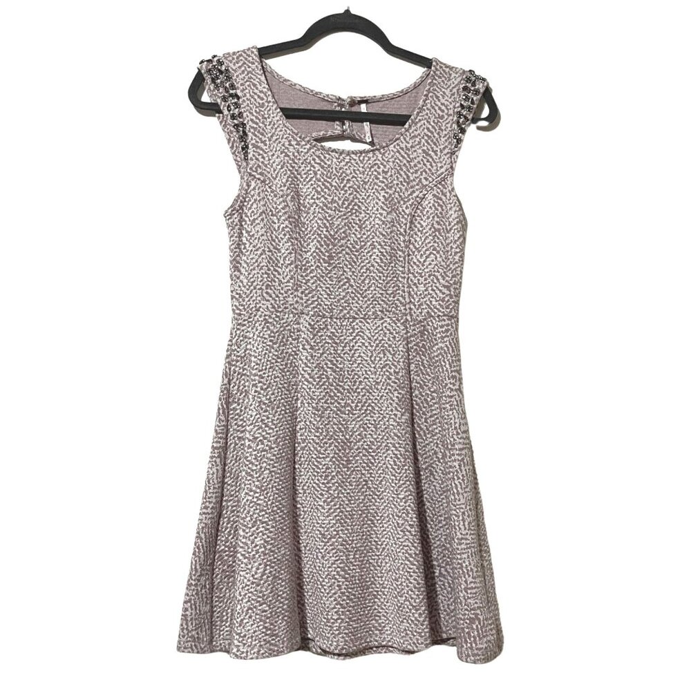 Free People Size M Beaded Sleeveless Textured Knit Dress With Open Back Detail
